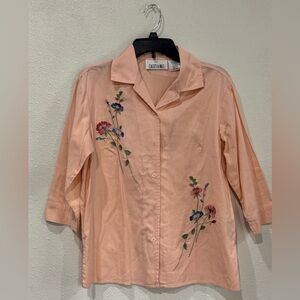 Laced Mail Peach Floral Embroidered Blouse